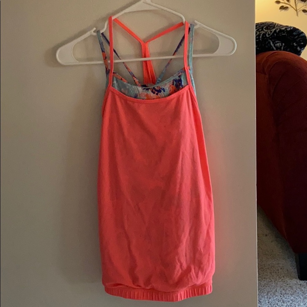Coral Ivivva tank top with built in bra